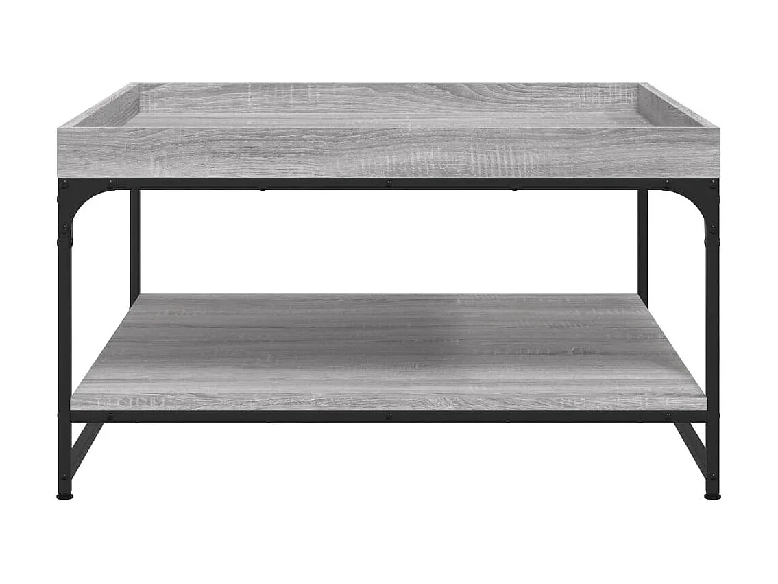 Couchtisch-Wohnzimmertisch-Beistelltische Grau Sonoma 80x80x45 cm Holzwerkstoff und Eisen SHL34101