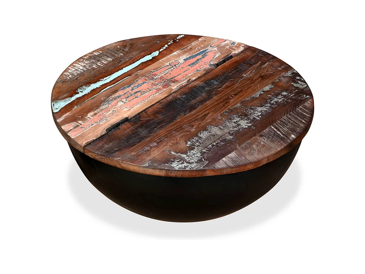 Table basse salon-Table d'appoint Bois de récupération massif Noir Forme de bol SHL85204