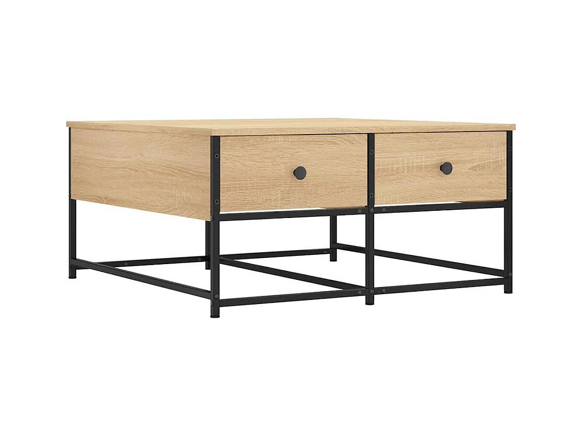 Mesa de centro-Mesa auxiliar con estante madera maciza reciclada 100x60x35 cm SHL2491