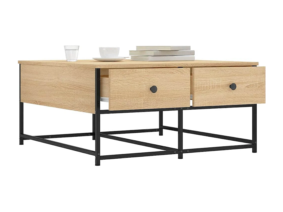 Mesa de centro-Mesa auxiliar con estante madera maciza reciclada 100x60x35 cm SHL2491