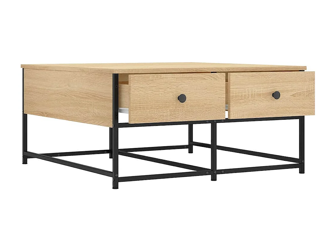 Mesa de centro-Mesa auxiliar con estante madera maciza reciclada 100x60x35 cm SHL2491