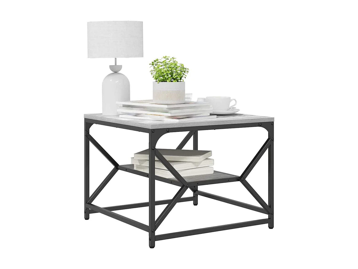 Couchtisch-Wohnzimmertisch-Beistelltische Graues Sonoma 51x50x40 cm SHL77434