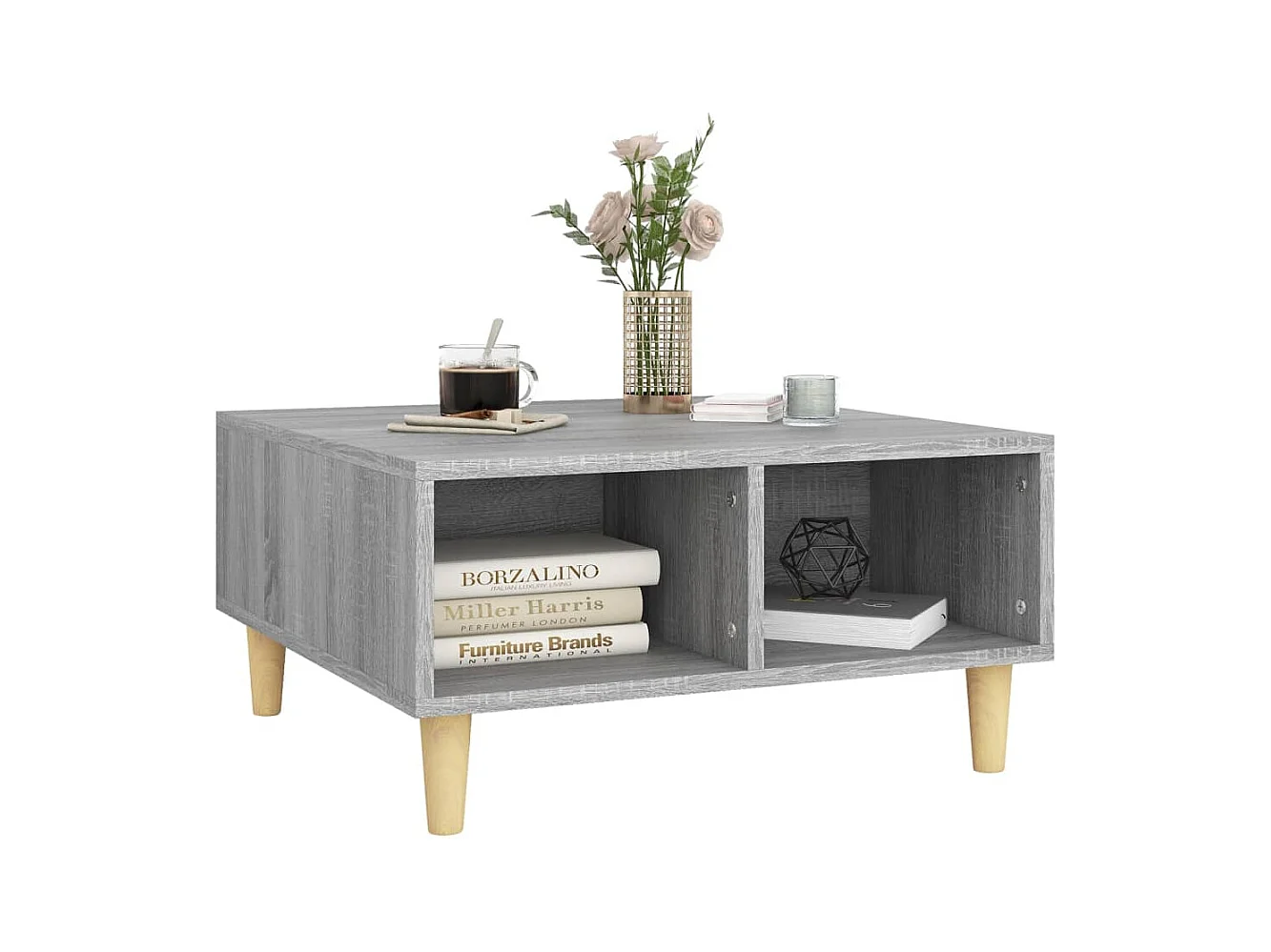 Mesa de centro | Mesa auxiliar madera contrachapada blanco brillo 102x50x40 cm SHL722352