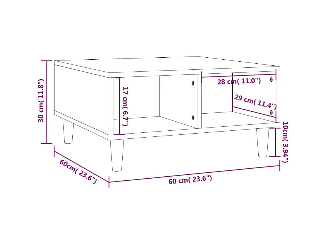 Mesa de centro | Mesa auxiliar madera contrachapada blanco brillo 102x50x40 cm SHL722352