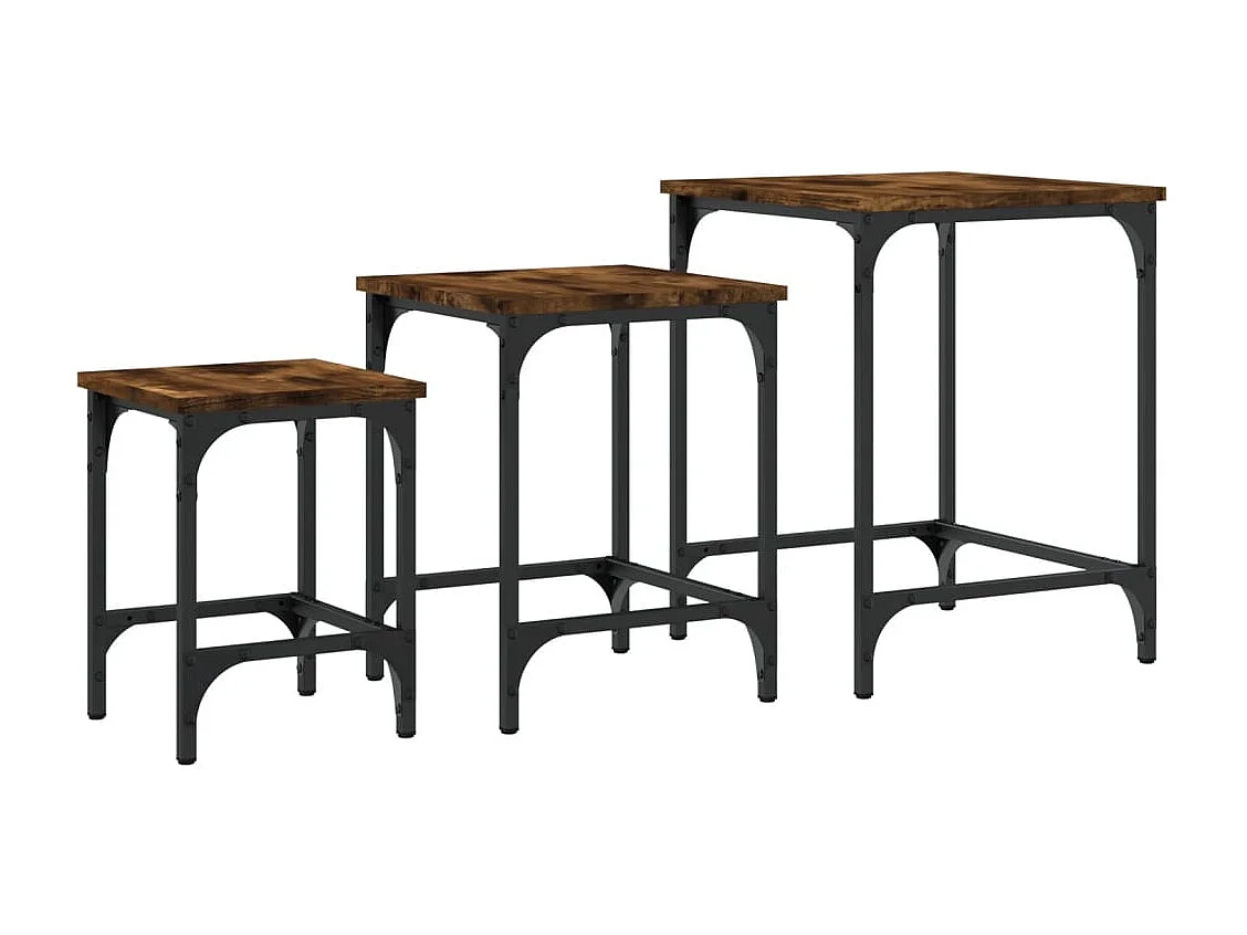 Couchtisch 3er Set-Satztische-Sofatisch Räuchereiche Holzwerkstoff SHL99737