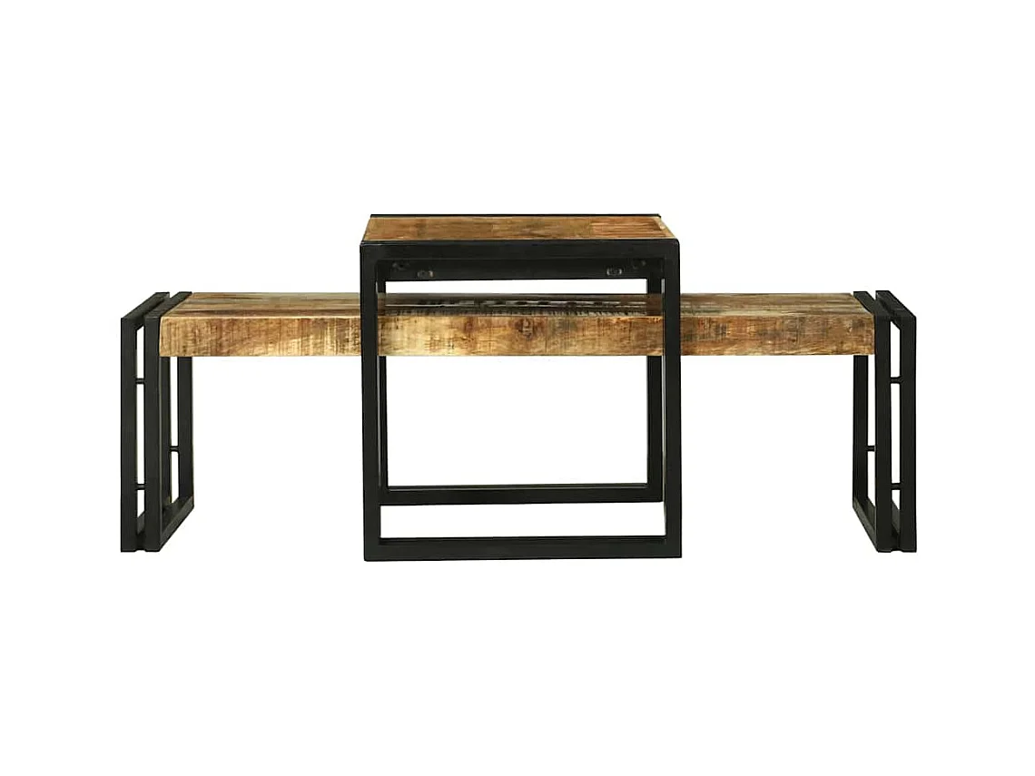 Set de mesas de centro 2 unidades madera maciza de pino negro SHL2509