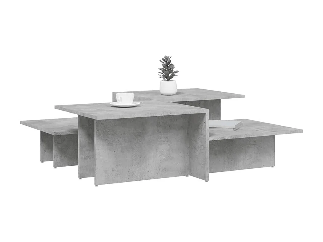 Couchtisch 2er Set-Sofatisch-Beistelltische Betongrau Holzwerkstoff SHL14856