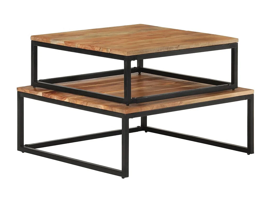 Tavolini da Salotto Impilabili 2 pz Legno Massello di Acacia SHL20094
