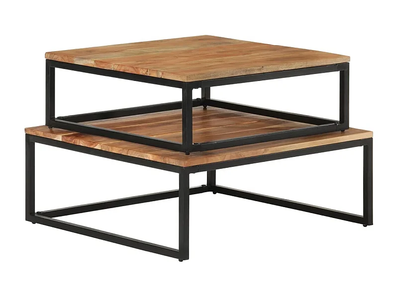 Tavolini da Salotto Impilabili 2 pz Legno Massello di Acacia SHL20094