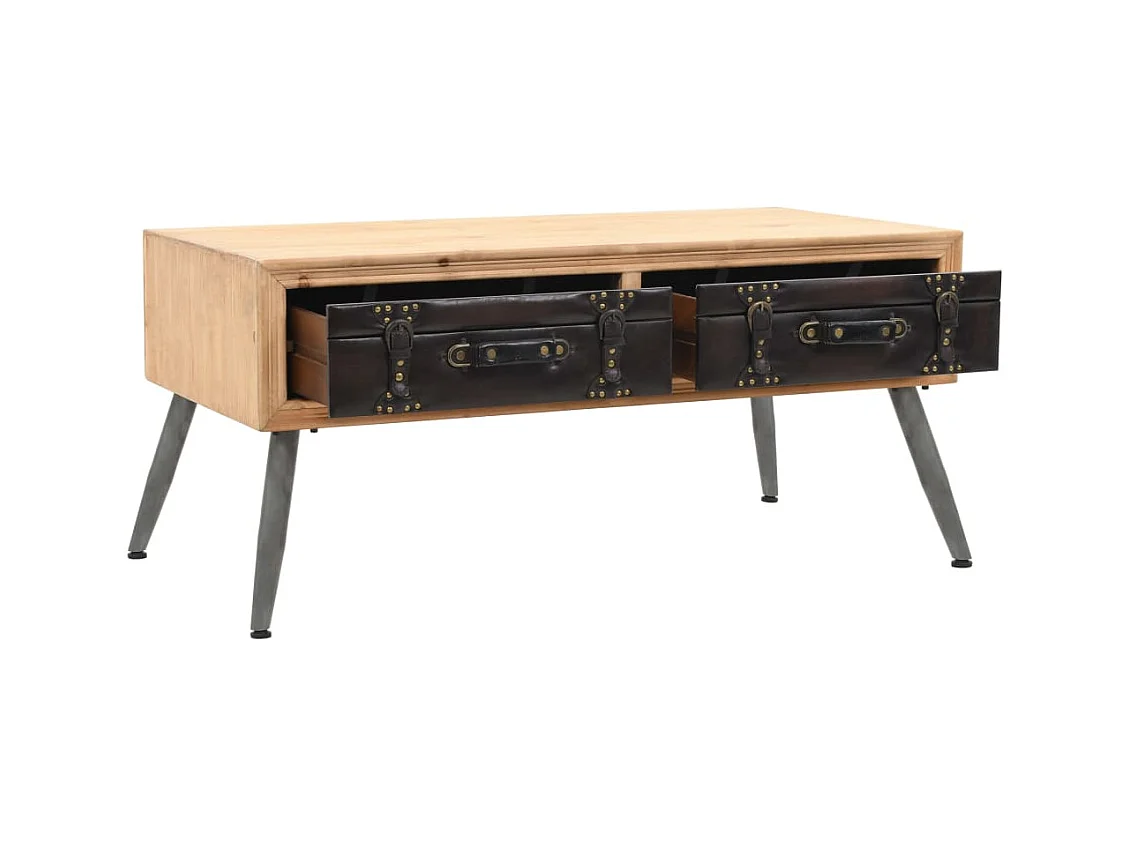 Mesa de centro | Mesa de café | Mesa auxiliar 80x39.5x33.5 cm Madera maciza de pino SHL4886