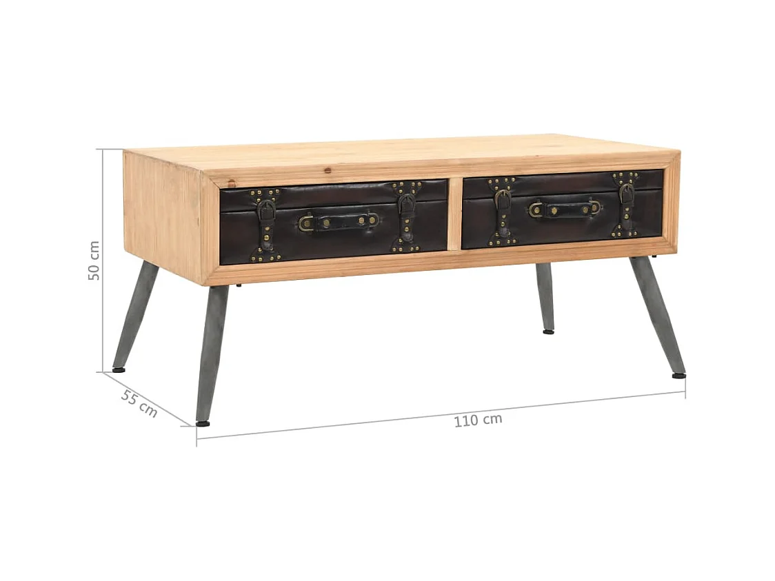 Mesa de centro | Mesa de café | Mesa auxiliar 80x39.5x33.5 cm Madera maciza de pino SHL4886