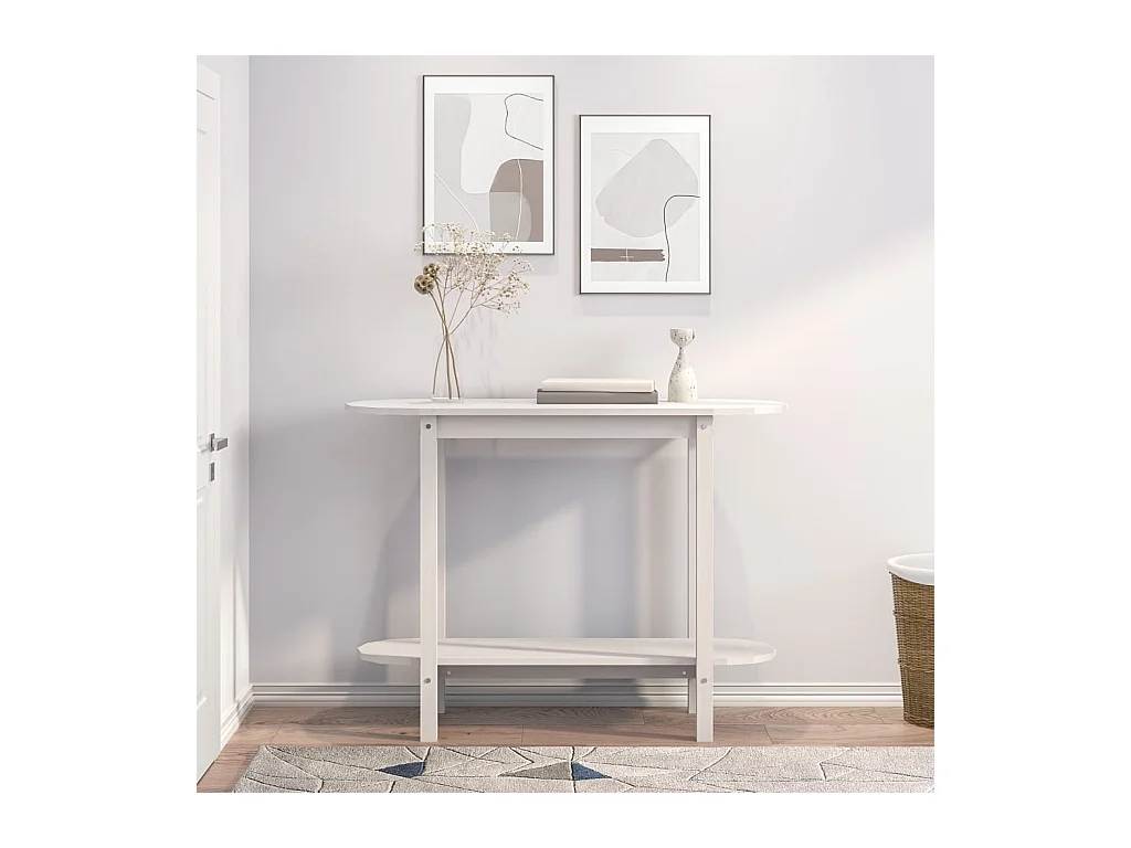 Table console Blanc 110x40x80 cm Bois massif de pin SHL43968