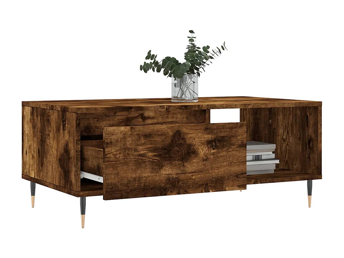 Mesa de centro | Mesa de apoio 90x50x36.5 cm derivados madeira carvalho fumado