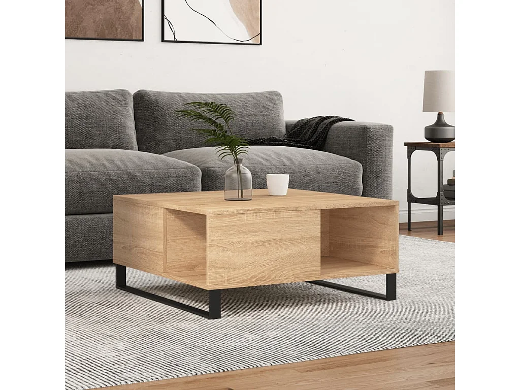 Mesa de centro | Mesa auxiliar madera ingeniería roble ahumado 102x50,5x46,5 cm SHL109506