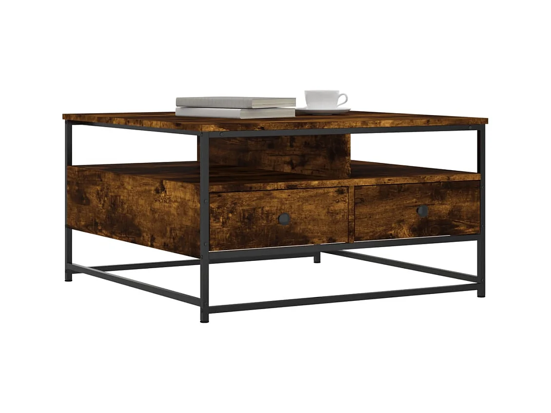 Mesa de centro-Mesa auxiliar acero inoxidable y vidrio 80x80x40 cm SHL4825