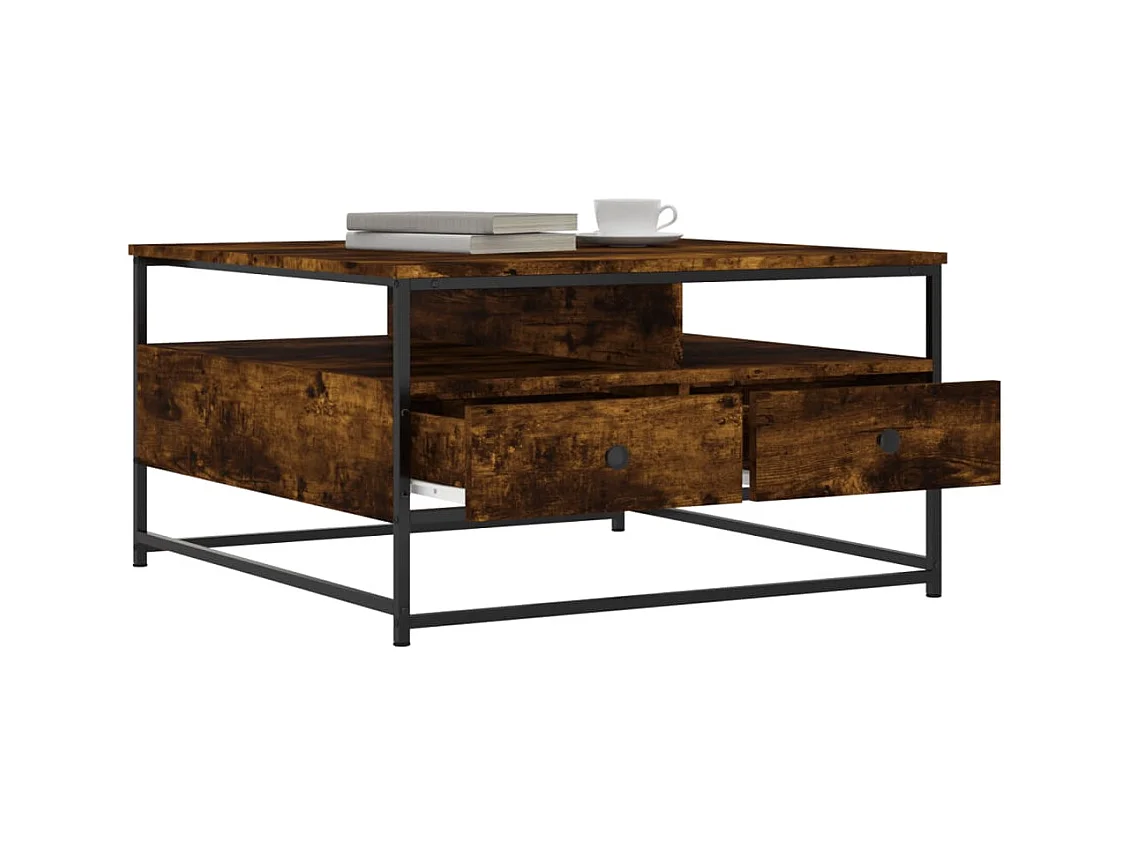 Mesa de centro-Mesa auxiliar acero inoxidable y vidrio 80x80x40 cm SHL4825