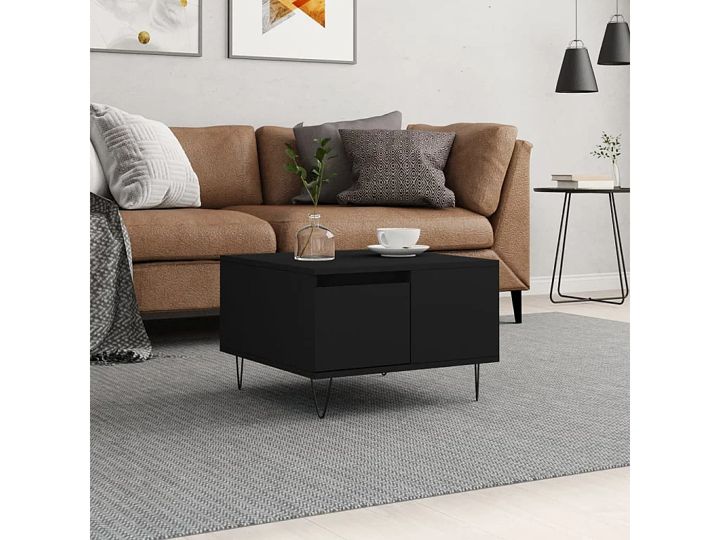 Mesa de centro | Mesa auxiliar madera ingeniería metal roble Sonoma 100x50x45cm SHL3626