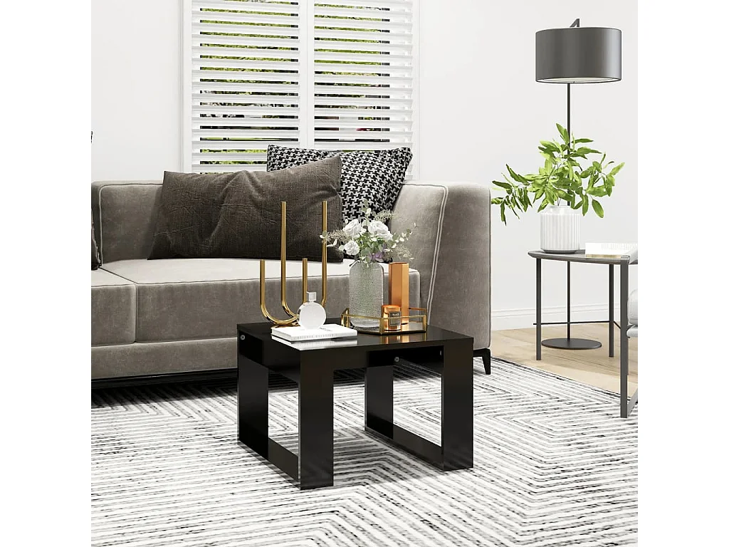 Table basse salon-Table d'appoint Noir 50x50x35 cm Bois d’ingénierie SHL69380
