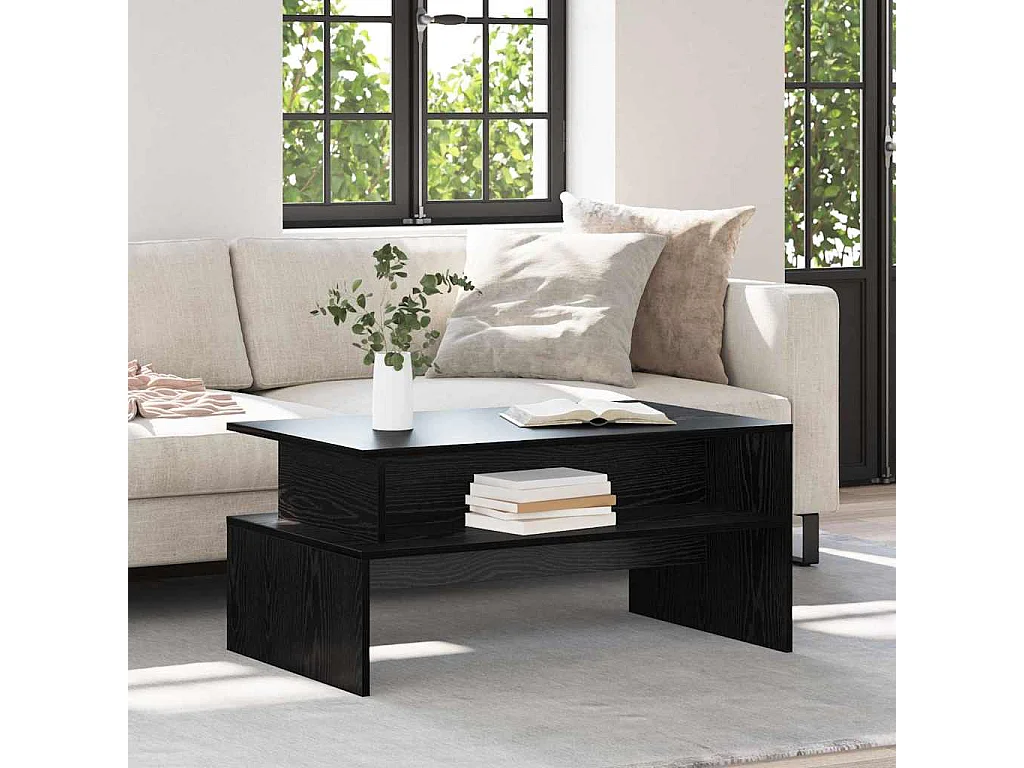 Couchtisch-Wohnzimmertisch-Beistelltische Schwarz Eichen-Optik 90x55x42,5 cm Holzwerkstoff SHL73740