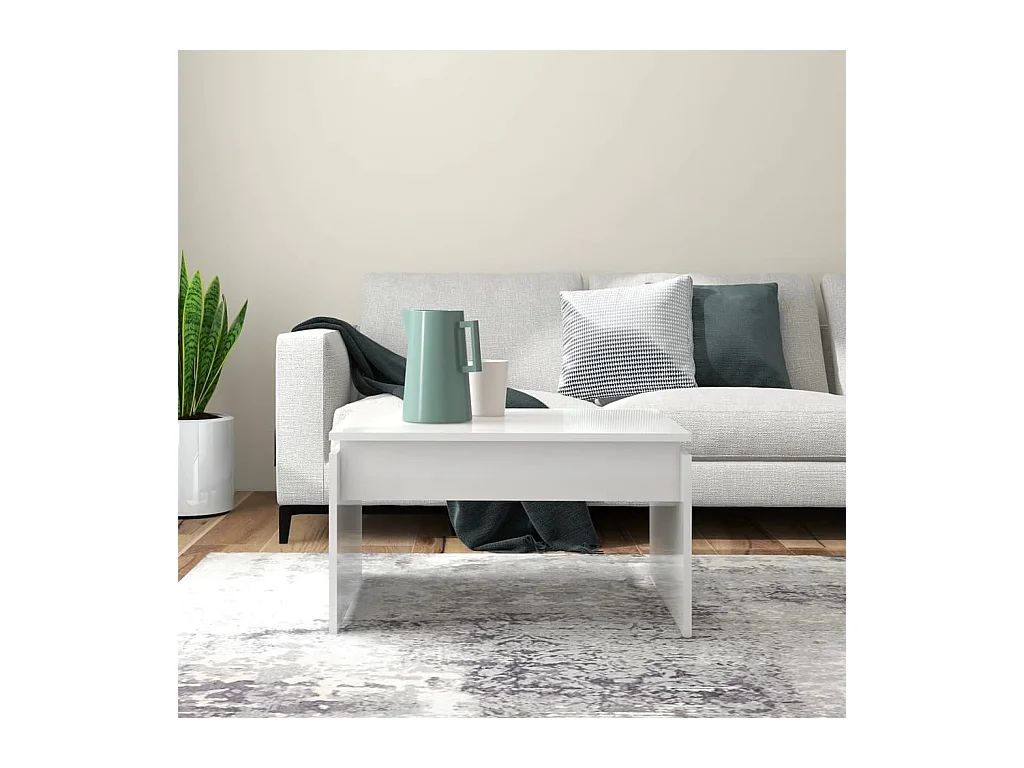 Table basse salon-Table d'appoint blanc brillant 68x50x38 cm bois d'ingénierie SHL55071