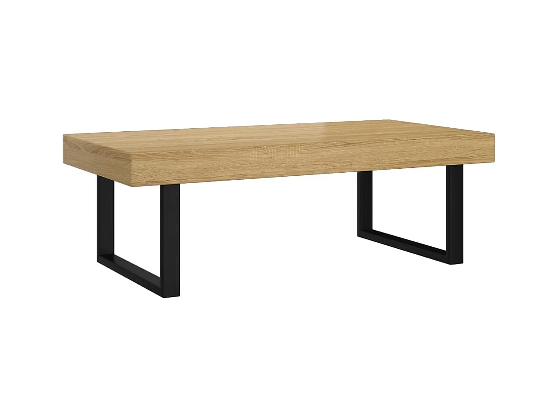 Table basse salon-Table d'appoint Marron clair et noir 120x60x40 cm MDF et fer SHL44532