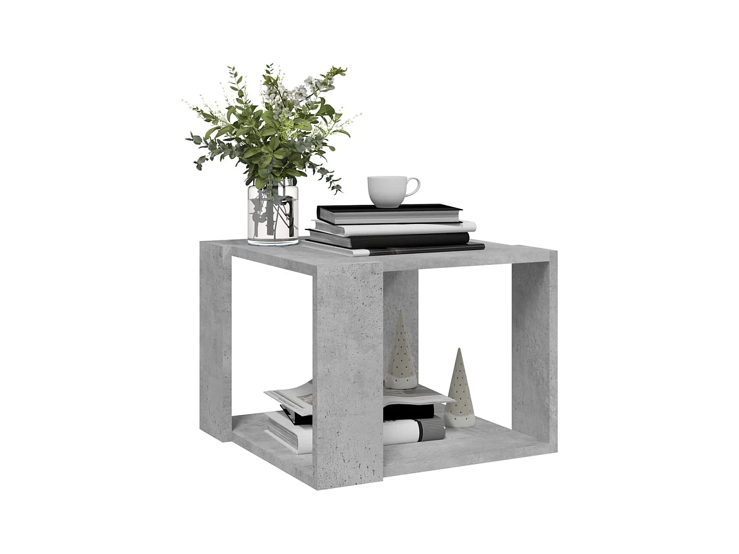 Mesa de centro | Mesa auxiliar con puertas de vidrio blanca 102x50x42 cm SHL4164