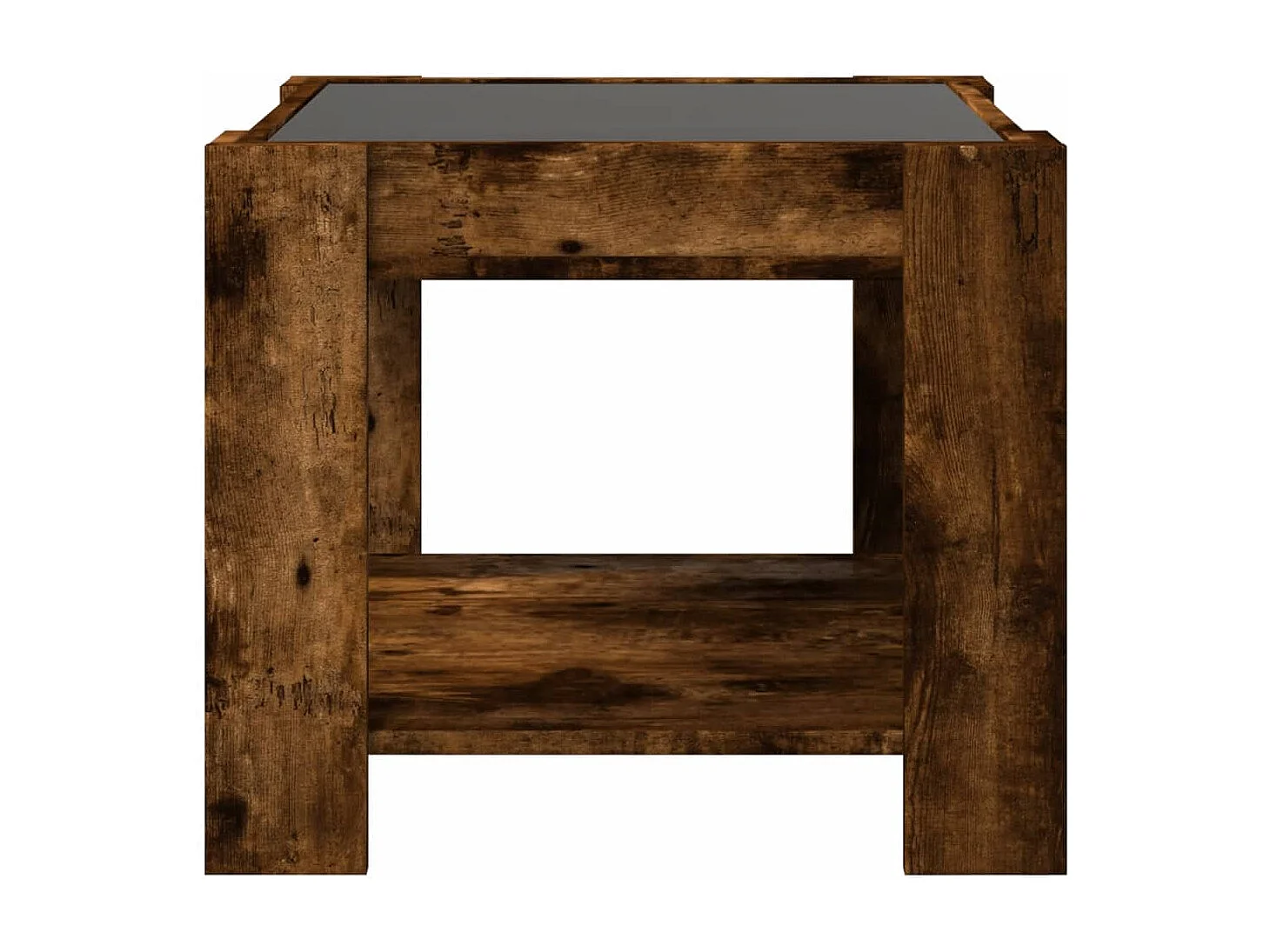 Salontafel | Bijzettafel met LED 53x53x45 cm bewerkt hout gerookt eikenkleur