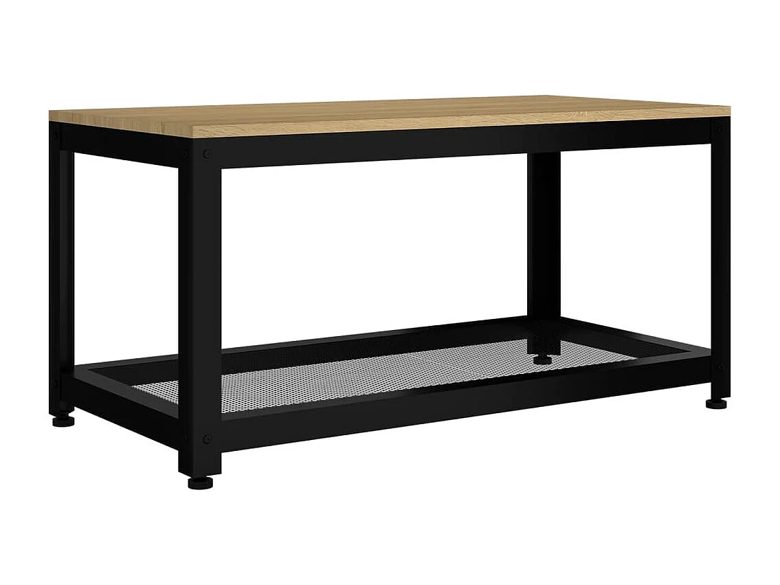 Mesa de centro | Mesa de apoio 90x45x45 cm MDF e ferro castanho-claro e preto