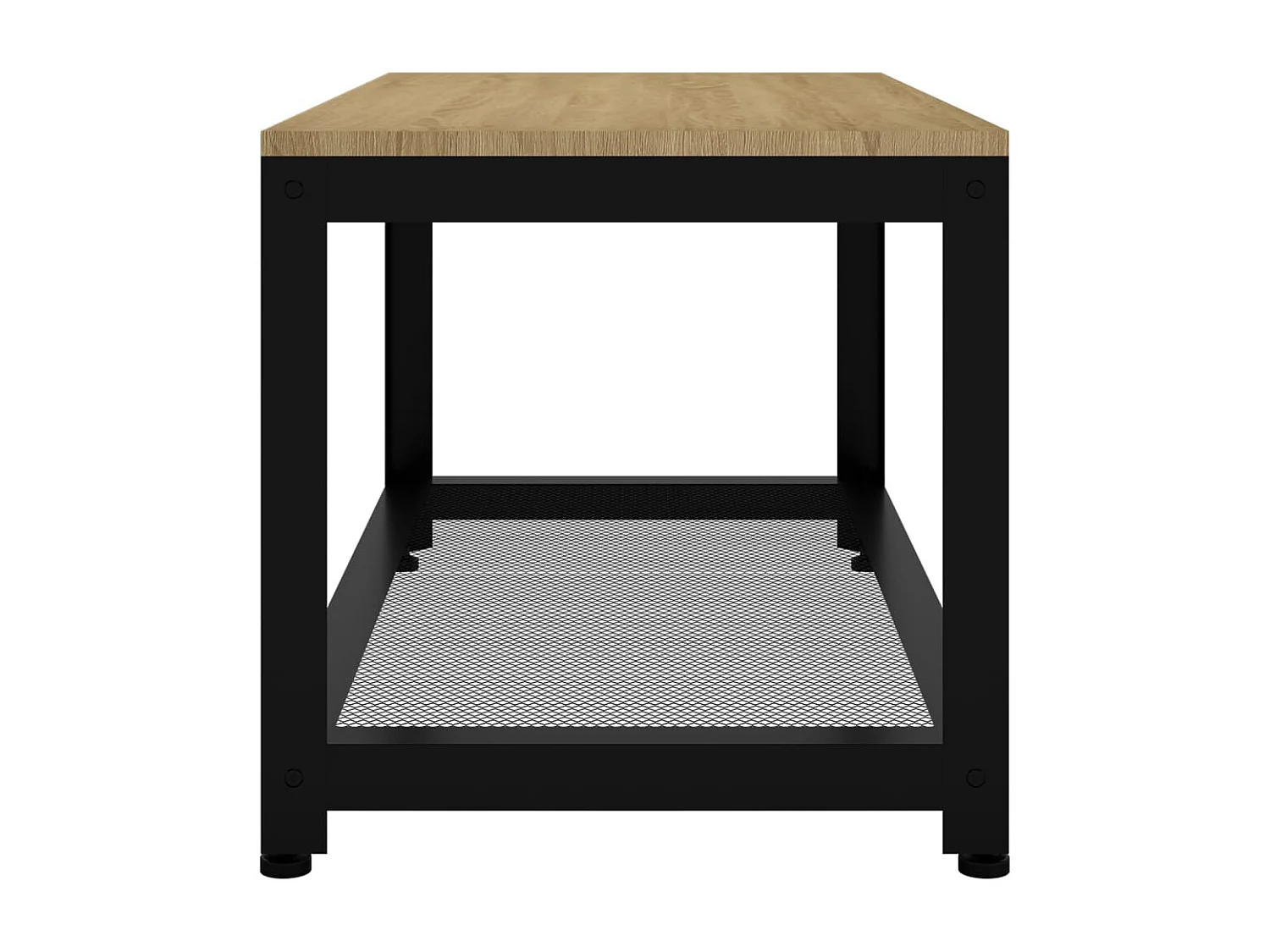 Mesa de centro | Mesa de apoio 90x45x45 cm MDF e ferro castanho-claro e preto