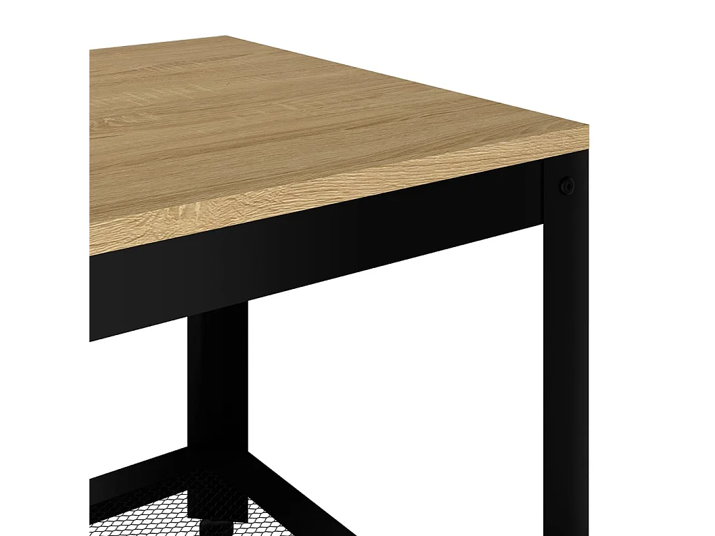 Mesa de centro | Mesa de apoio 90x45x45 cm MDF e ferro castanho-claro e preto