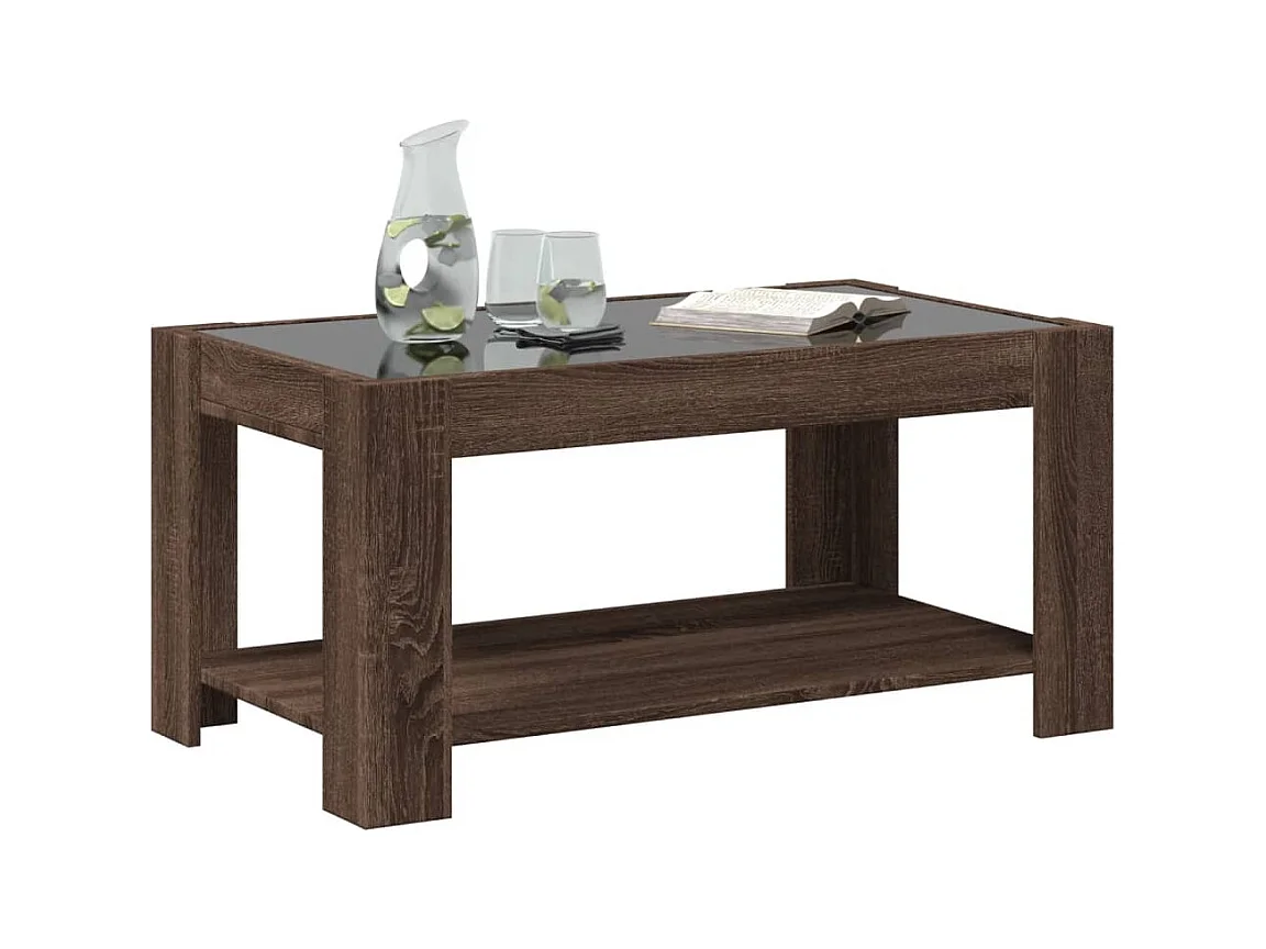 Mesa de centro-Mesa auxiliar madera contrachapada roble ahumado 60x60x42 cm SHL4123