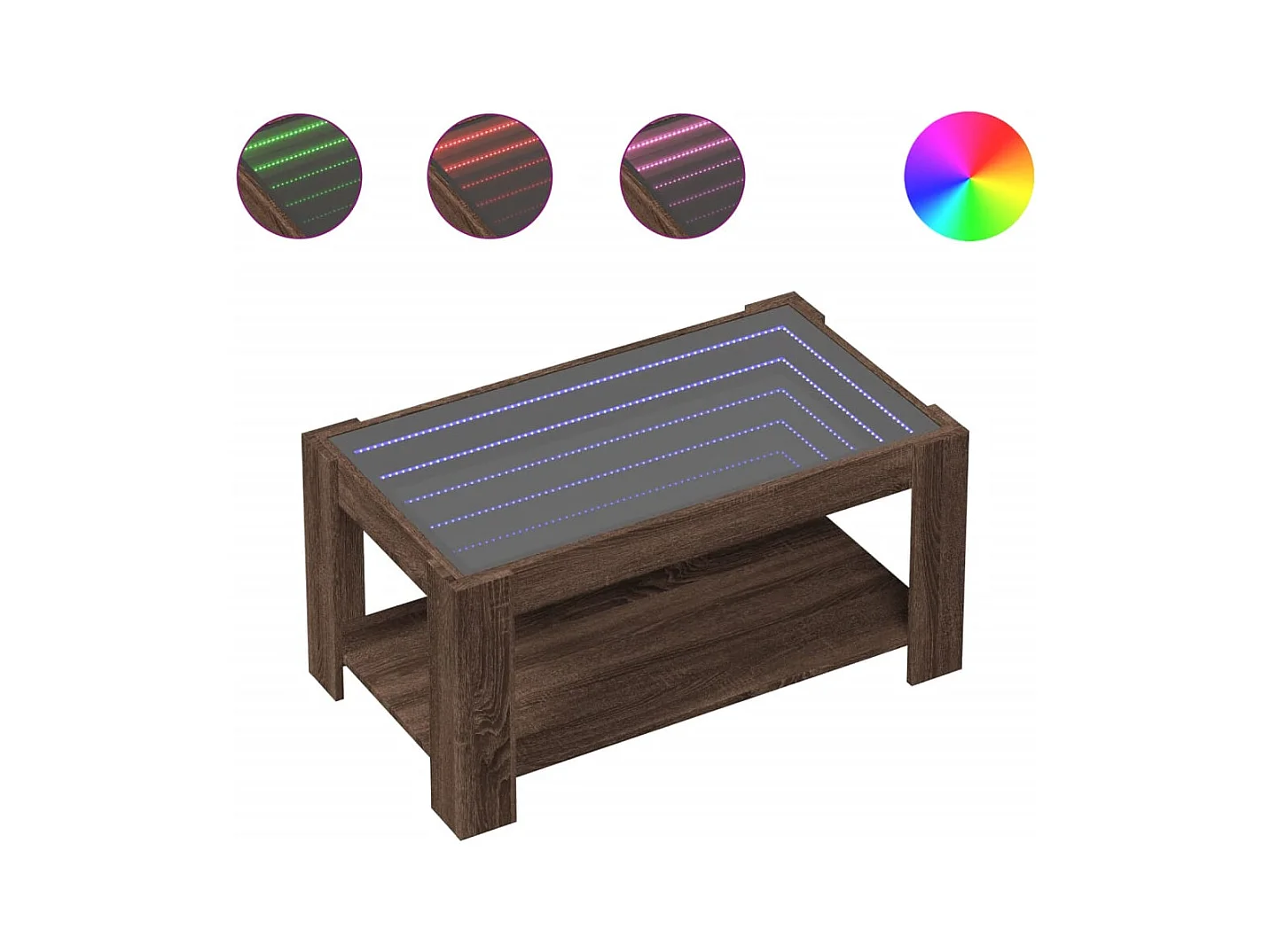 Table basse salon-Table d'appoint avec LED chêne marron 93x53x45 cm bois d'ingénierie SHL96746