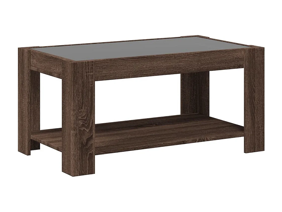 Salontafel | Bijzettafel met LED 93x53x45 cm bewerkt hout bruin eikenkleur