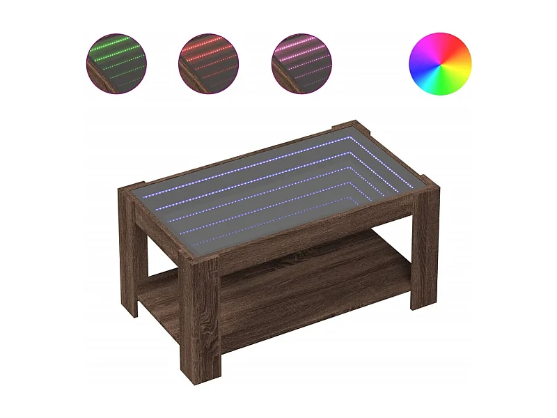 Table basse salon-Table d'appoint avec LED chêne marron 93x53x45 cm bois d'ingénierie SHL96746