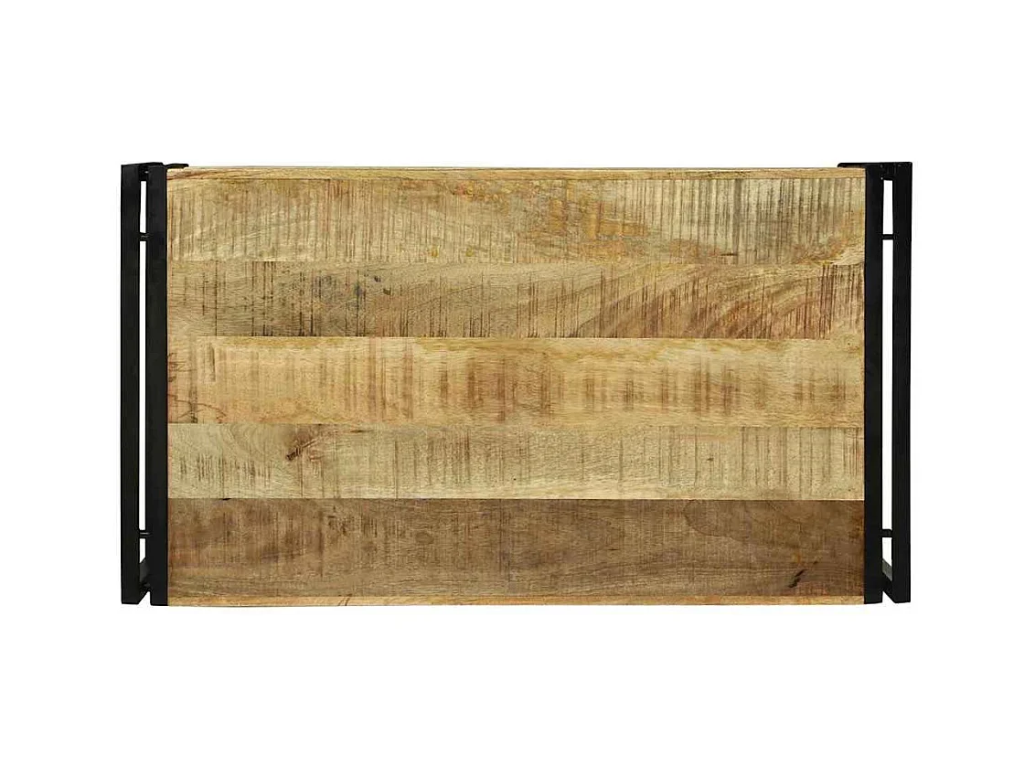 Set de 2 mesas de centro madera reciclada negra forma de bol SHL1031