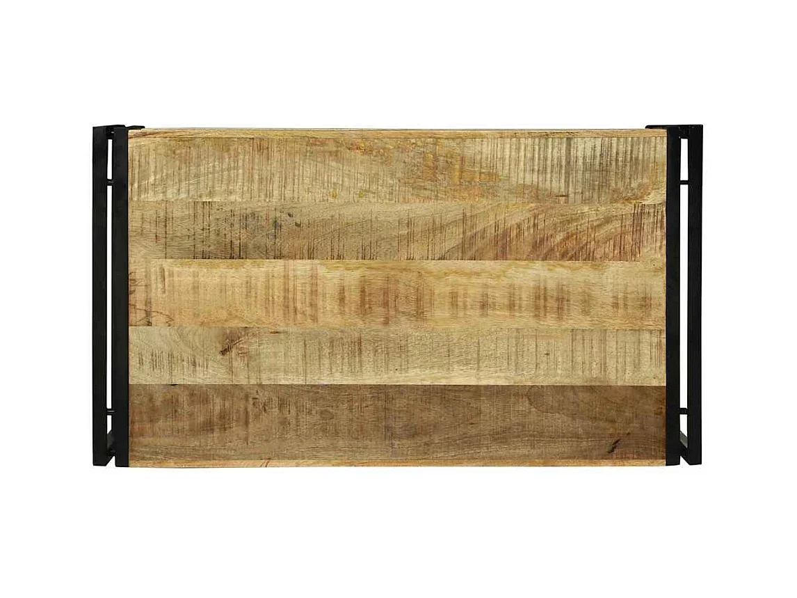 Set de 2 mesas de centro madera reciclada negra forma de bol SHL1031