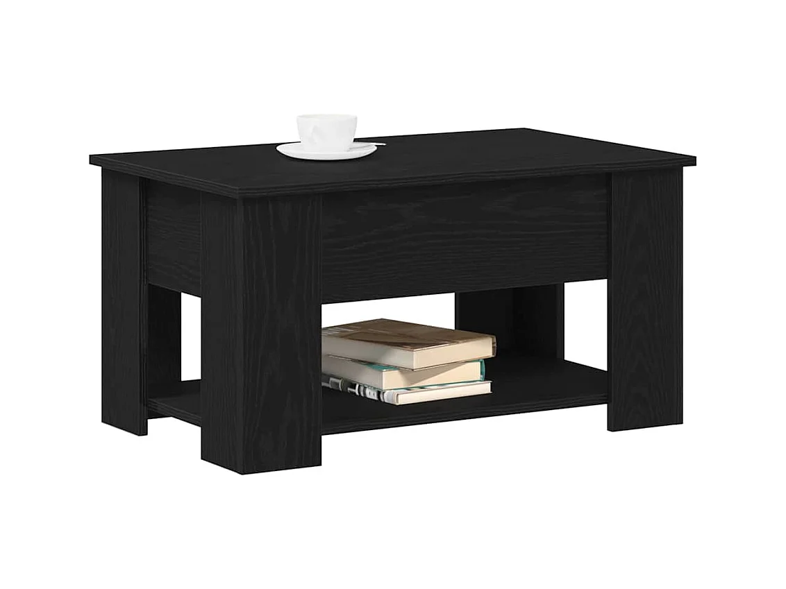 Mesa de centro-Mesa auxiliar-Mesita de centro madera contrachapada negro 60x60x30 cm SHL2191