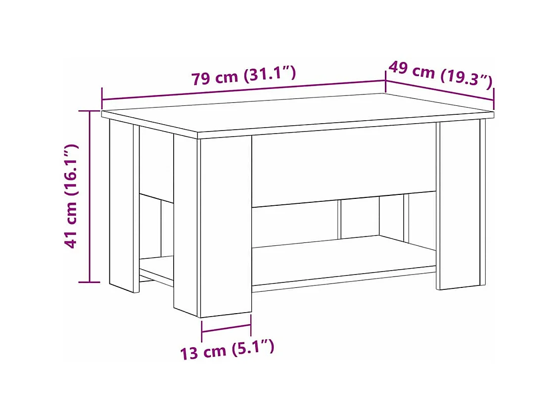 Mesa de centro-Mesa auxiliar-Mesita de centro madera contrachapada negro 60x60x30 cm SHL2191