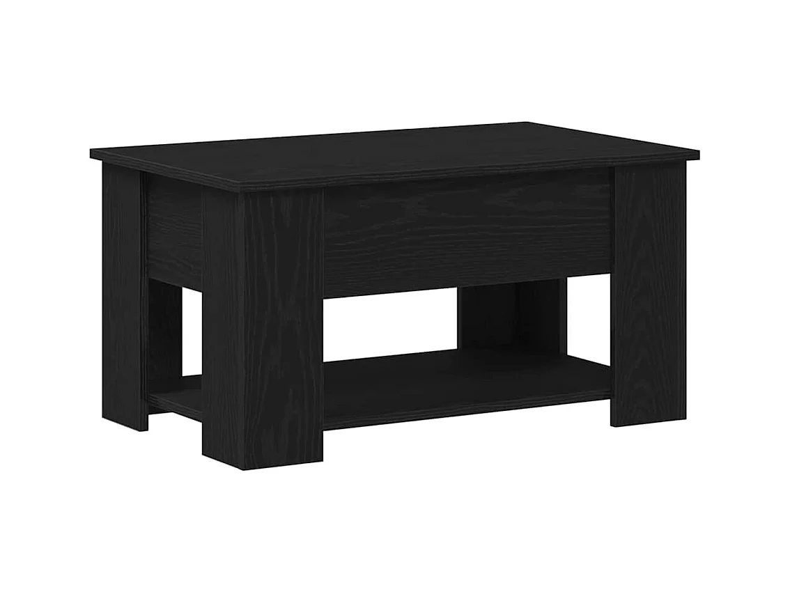 Table basse salon-Table d'appoint en chêne noir 79x49x41 cm en bois reconstitué SHL75462