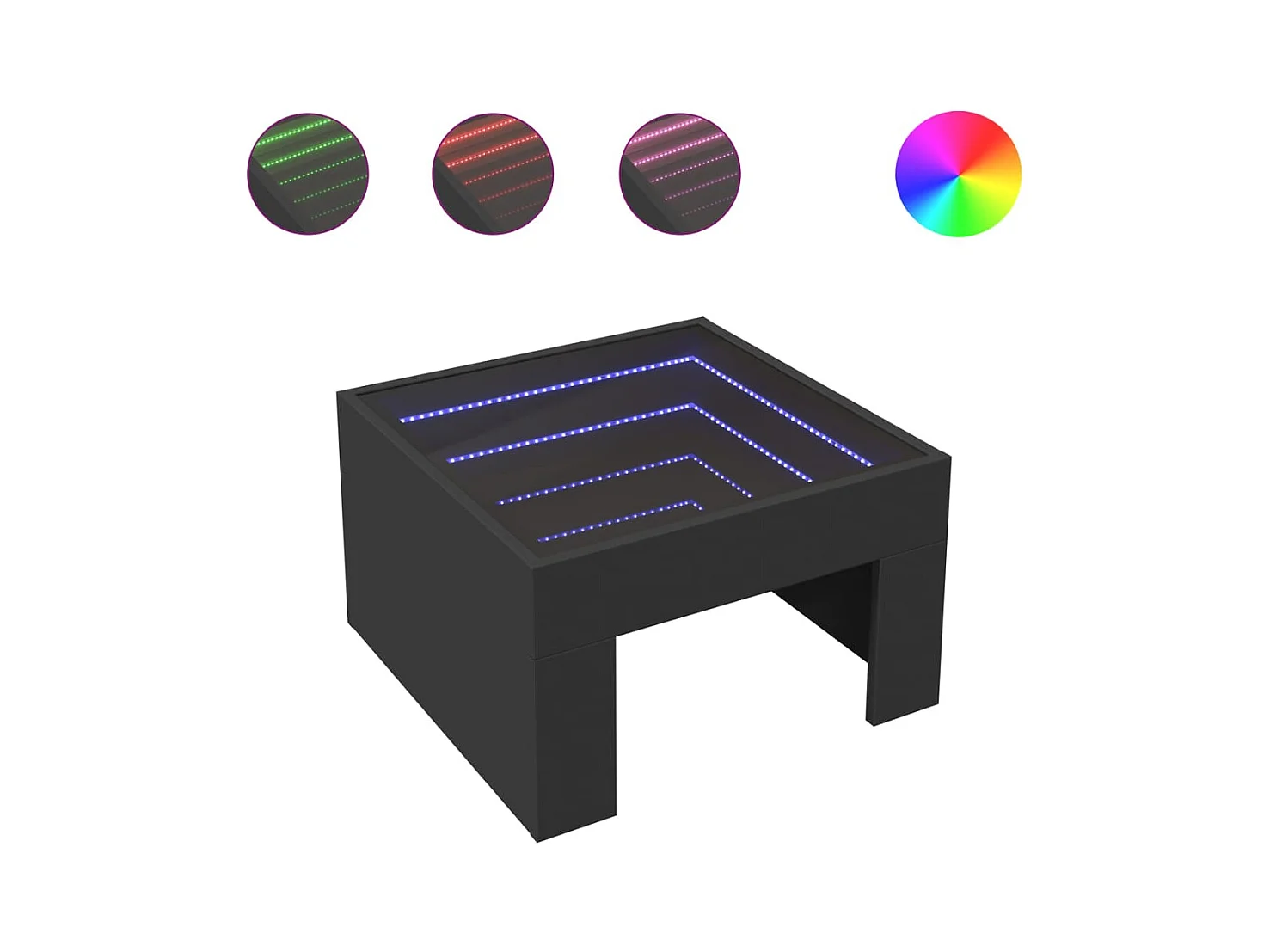 Table basse salon-Table d'appoint avec LED infini noir 50x50x30 cm SHL89678