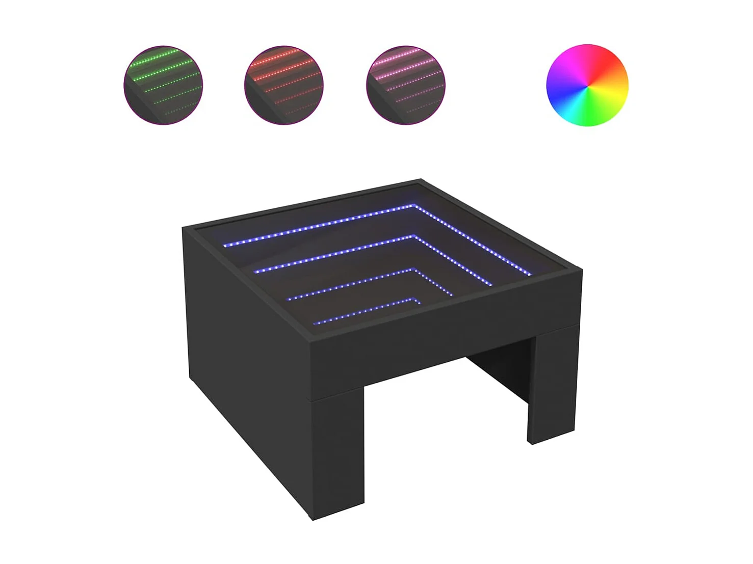 Couchtisch mit Infinity-LED | Beistelltische | Sofatisch Schwarz 50x50x30 cm SHL91503