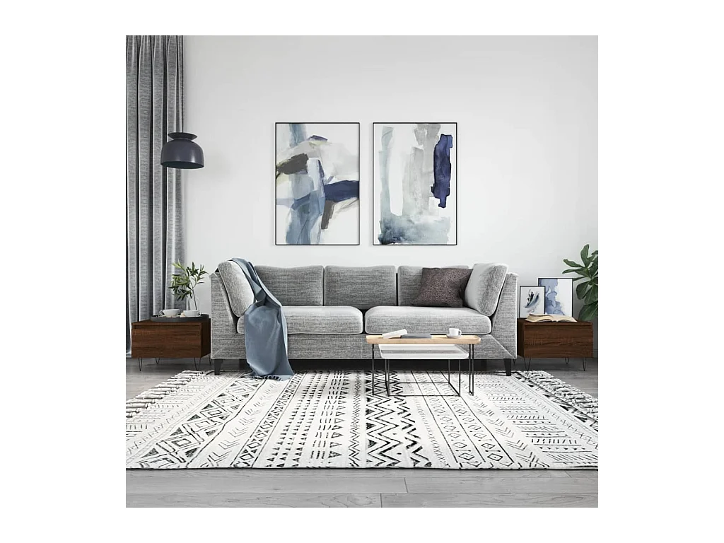 Mesa de centro | Mesa auxiliar madera maciza de mango rugosa negro 80x54x40 cm SHL4034