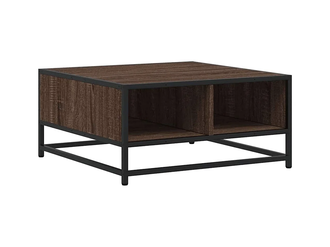 Table basse salon-Table d'appoint chêne marron 60,5x60,5x30cm bois d'ingénierie/métal SHL93668
