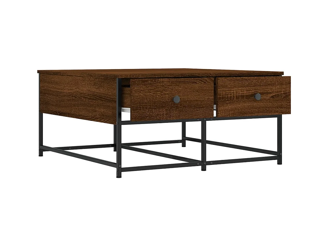 Mesa de centro-Mesa auxiliar con patas de metal 2 uds roble Sonoma 50x50x40cm SHL344