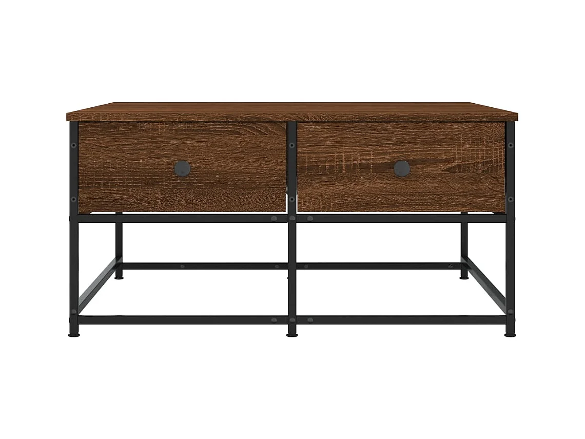 Mesa de centro-Mesa auxiliar con patas de metal 2 uds roble Sonoma 50x50x40cm SHL344