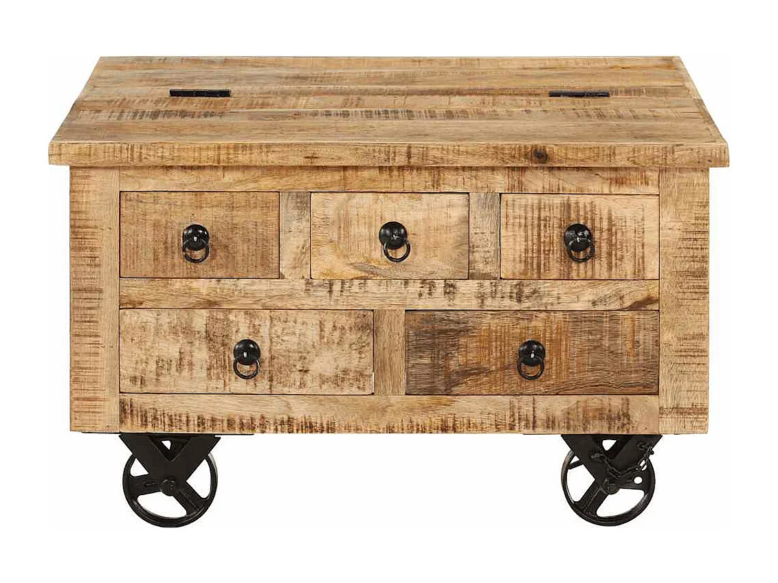 Couchtisch-Beistelltisch-Sofatisch Raues Mangoholz 70x70x40 cm SHL97906