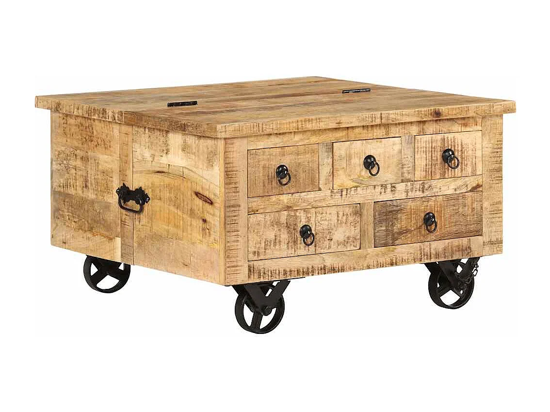 Couchtisch-Beistelltisch-Sofatisch Raues Mangoholz 70x70x40 cm SHL97906