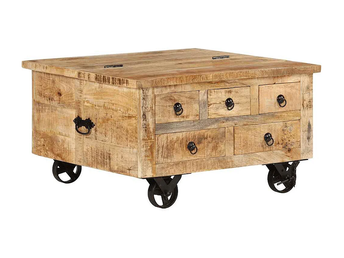 Couchtisch-Beistelltisch-Sofatisch Raues Mangoholz 70x70x40 cm SHL97906