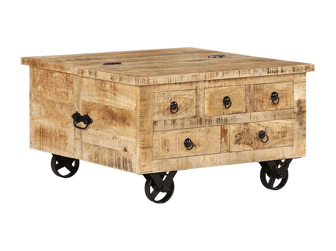 Couchtisch-Beistelltisch-Sofatisch Raues Mangoholz 70x70x40 cm SHL97906