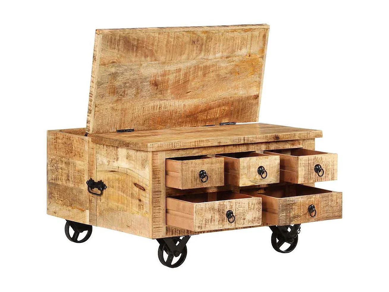 Couchtisch-Beistelltisch-Sofatisch Raues Mangoholz 70x70x40 cm SHL97906